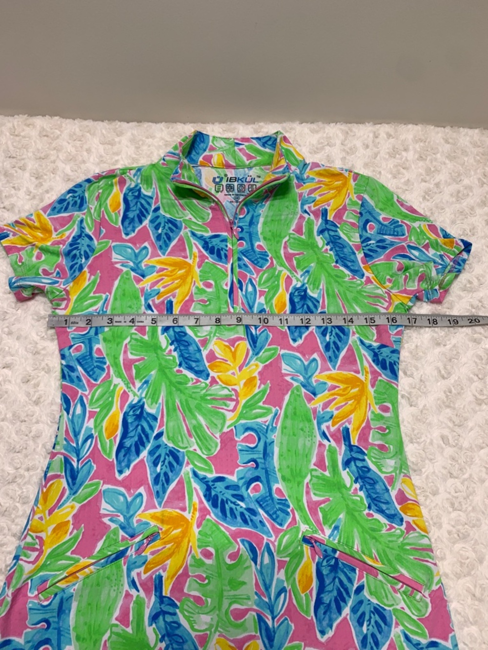 IBKUL Allison Mock Short Sleeve Botanical Print Dress Sz XS - Picture 9 of 12